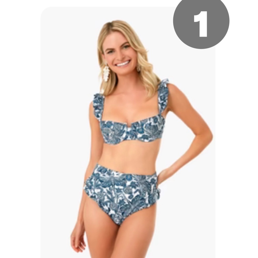 Agua Bendita Blue and White Bikini Set